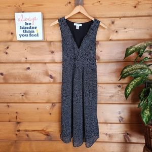 Motherhood Maternity Dress Chiffon Sheer Black Polka Dot Suplice VNeck Ties Sz S